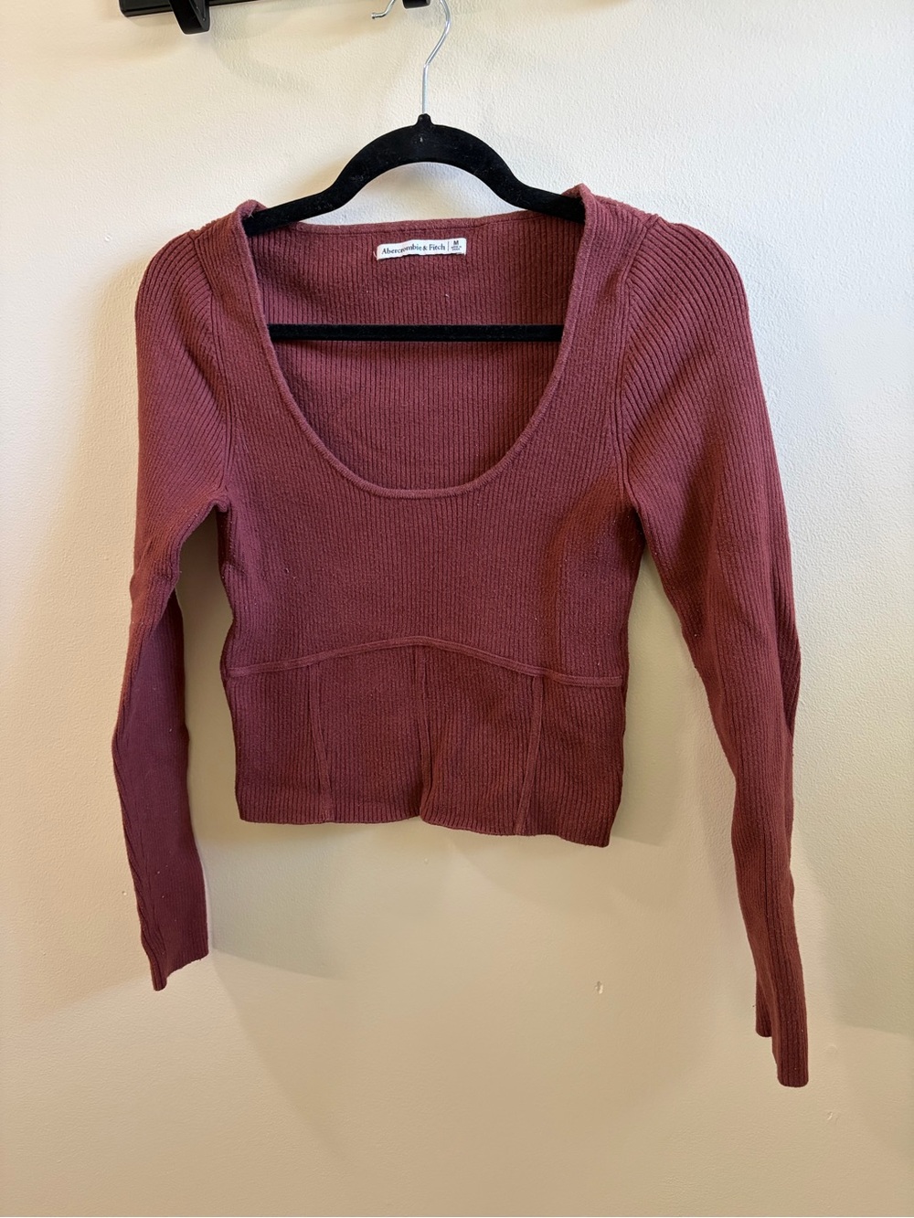 Abercrombie & Fitch Scoop Neck Ribbed Sweater - Mauve